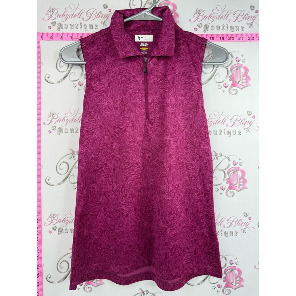 Greg Norman Tank top ML75 shirt floral Sleeveless Magenta Floral Zip Polo Dress